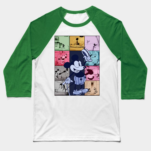 Steamboat Willie The Public Domain Eras Tour - 8 Baseball T-Shirt by Megadorim